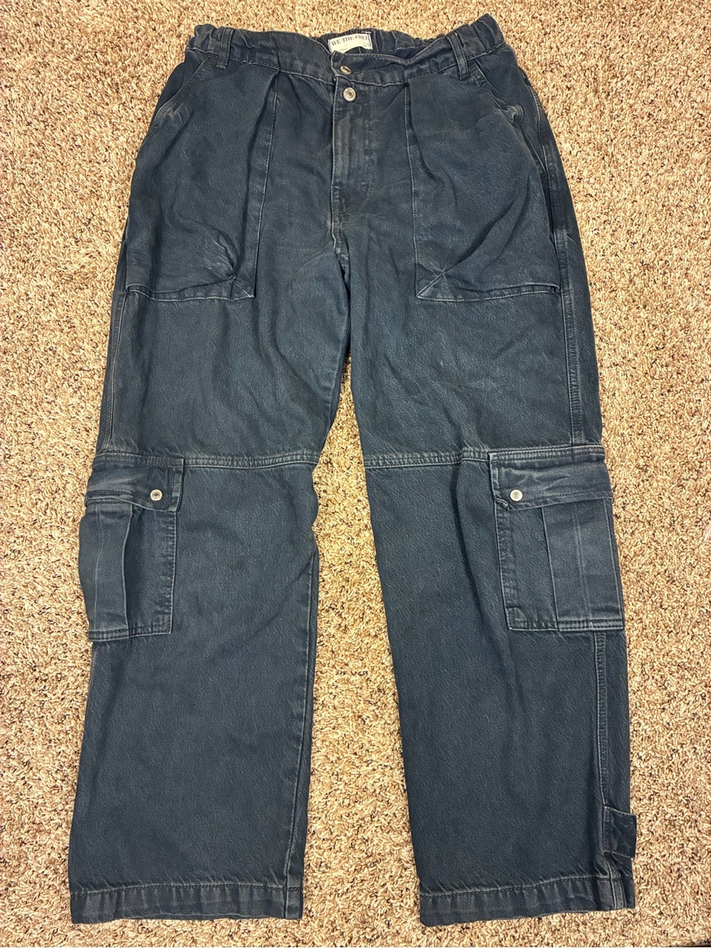 We The Free Dark Navy Wide Leg Cargo Pants - Picture 3 of 11